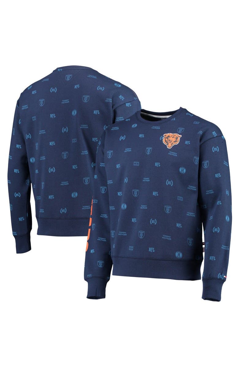 Tommy Hilfiger Men's Tommy Hilfiger Navy Chicago Bears Reid Graphic Pullover Sweatshirt, Main, color, 