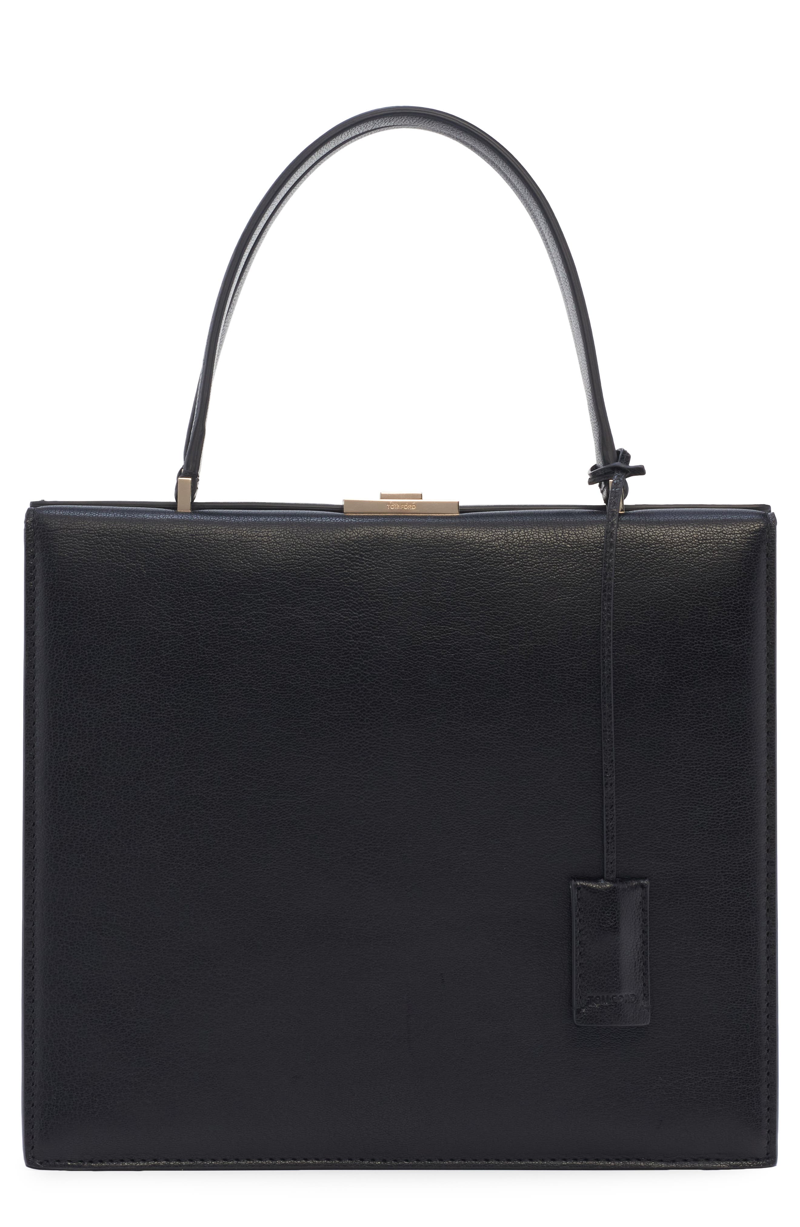 TOM FORD Grained Leather Top Handle Bag, Main, color, 1N001 Black