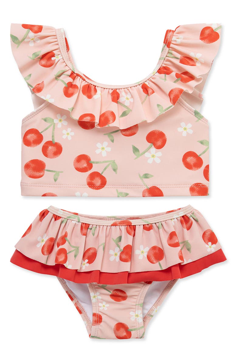 Little Me Cherry 2-Piece Swimsuit, Main, color, Pink
