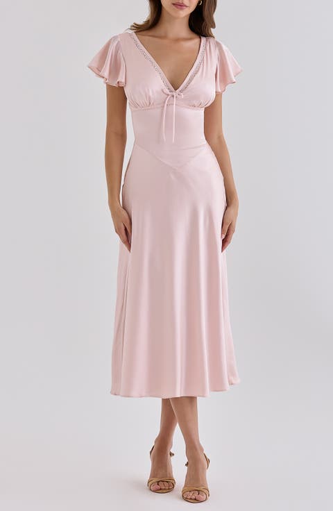 Ravella Silk V-Neck Midi Dress