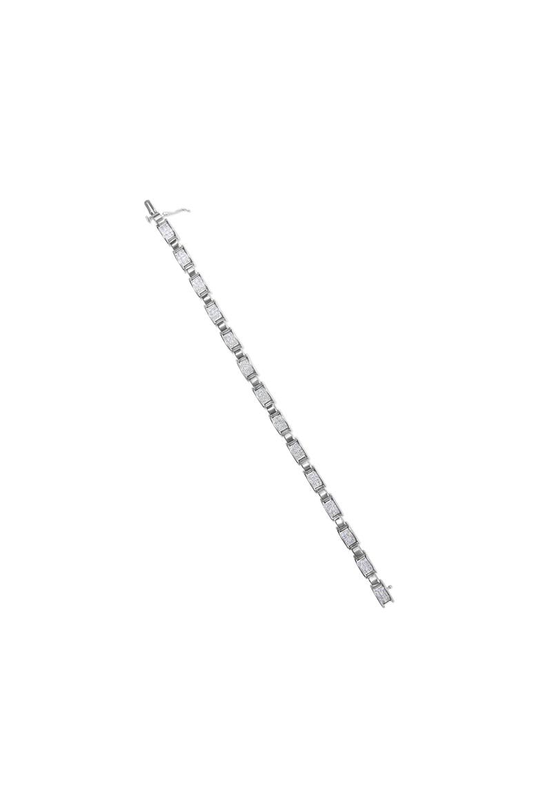 14K White Gold 2.00 Cttw Princess Diamond Invisible Set Link Bracelet, Alternate, color, White