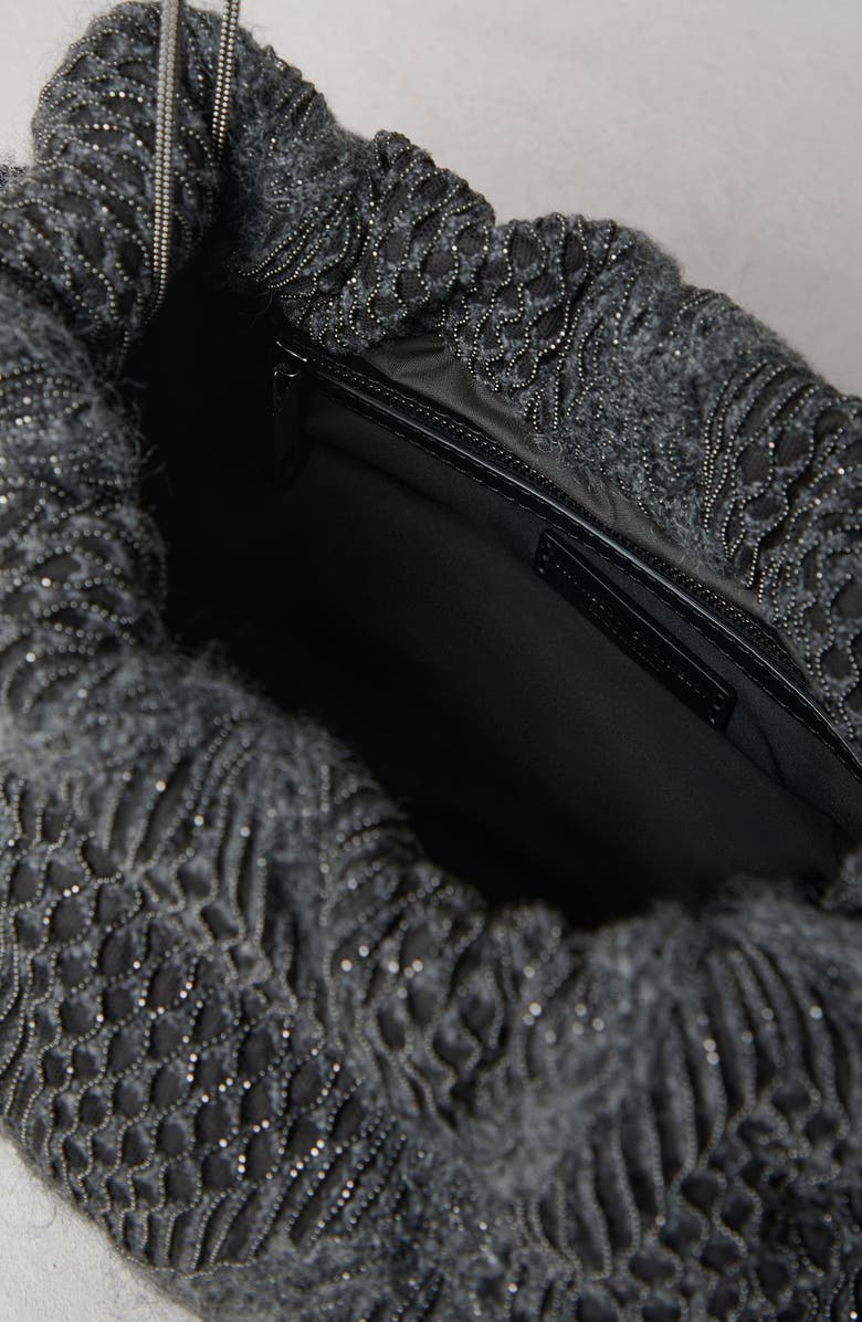 Brunello Cucinelli Precious Argyle Embroidery bag in virgin wool, mohair, cashmere and silk, Alternate, color,