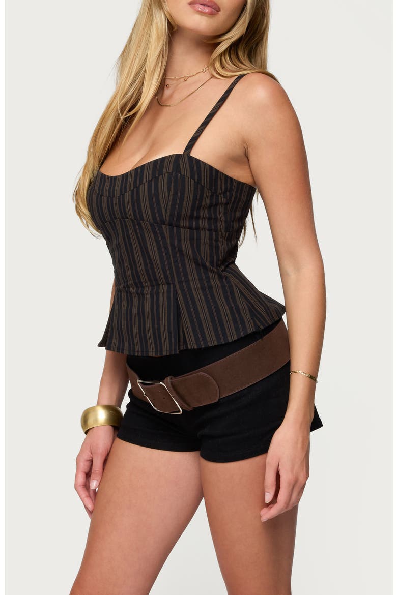 Kiya Stripe Peplum Camisole, Alternate, color, BLACK