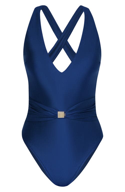 L'agence Women's Monaco Lisa Shimmer Plunge One-piece Swimsuit In Monaco Blue