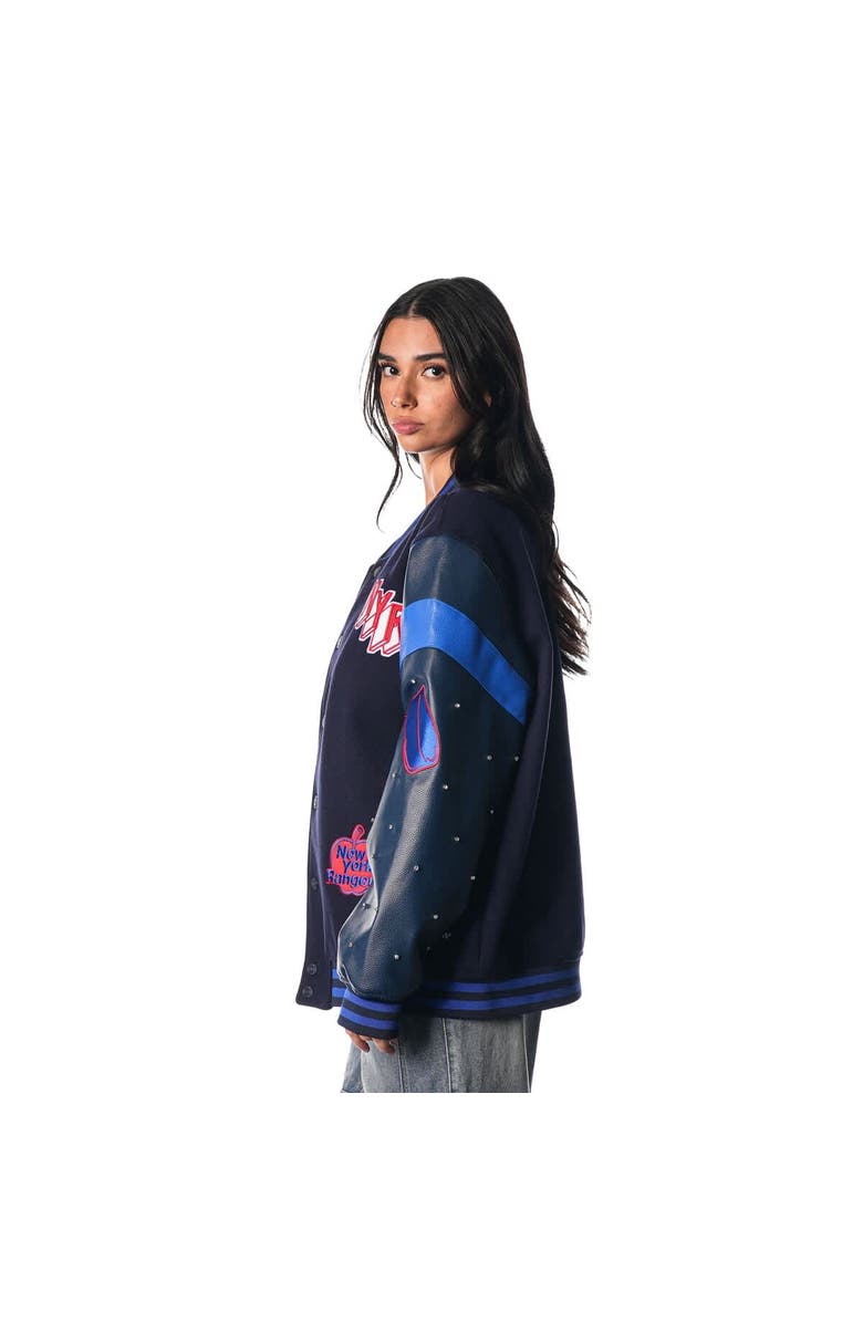THE WILD COLLECTIVE Women's The Wild Collective Blue New York Rangers Full-Snap Varsity  Jacket, Alternate, color, Blue