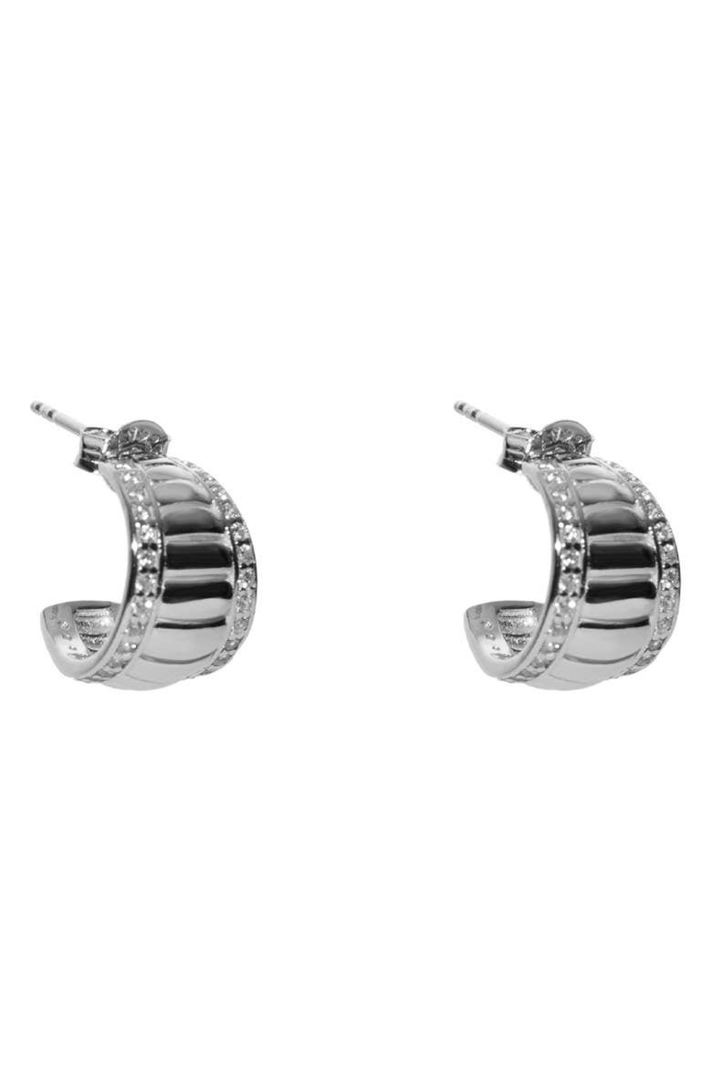 Argento Vivo Sterling Silver Wide Ribbed J-Hoop Earrings, Main, color, Silver