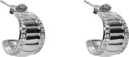 Argento Vivo Sterling Silver Wide Ribbed J-Hoop Earrings