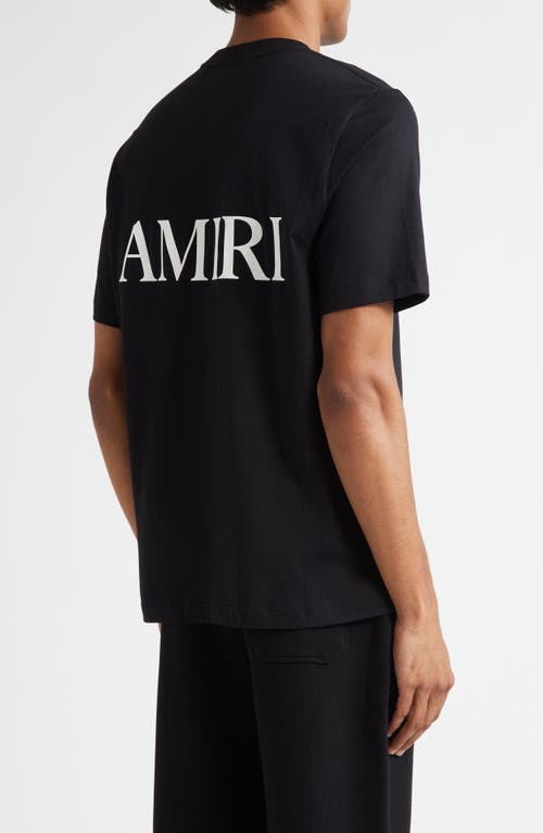 Amiri Black Crewneck T-shirt With Logo Print On The Front And Logo Lettering On The Rear In Cotton Man In Black