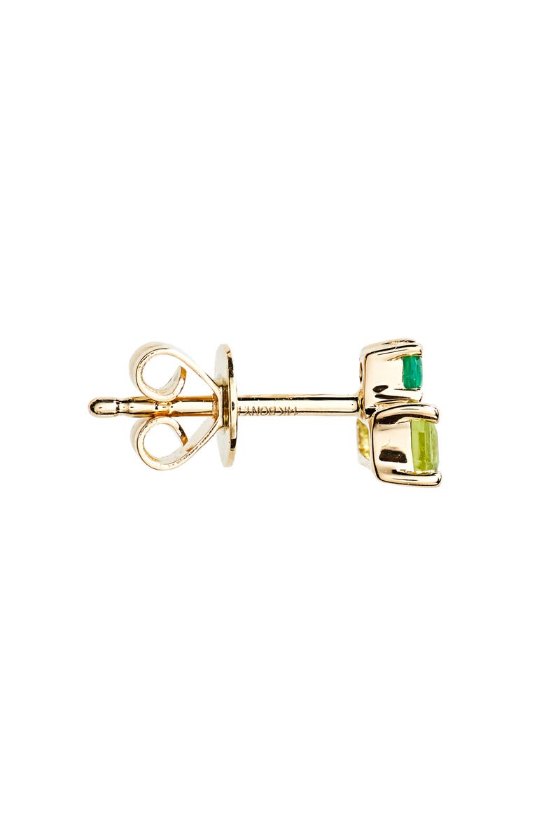 Baguette Peridot & Green Agate Stud Earrings (Nordstrom Exclusive), Alternate, color, 14K YELLOW GOLD