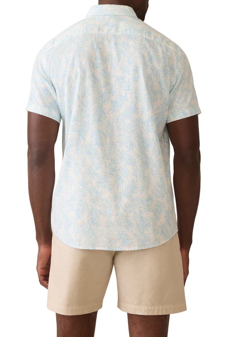Breeze Short Sleeve Button-Down Shirt, Alternate, color, SKY BEACH FOLIAGE
