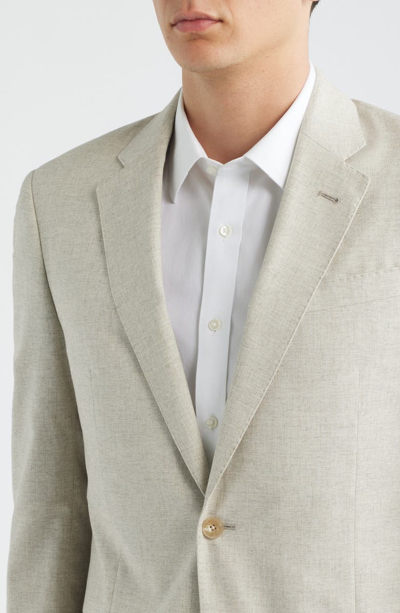 Emporio Armani Tan Mélange Wool & Cotton Blend Suit, Alternate, color, Solid Medium Beige