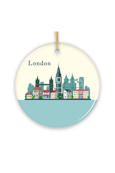 London Skyline Big Ben Round Ceramic Ornament