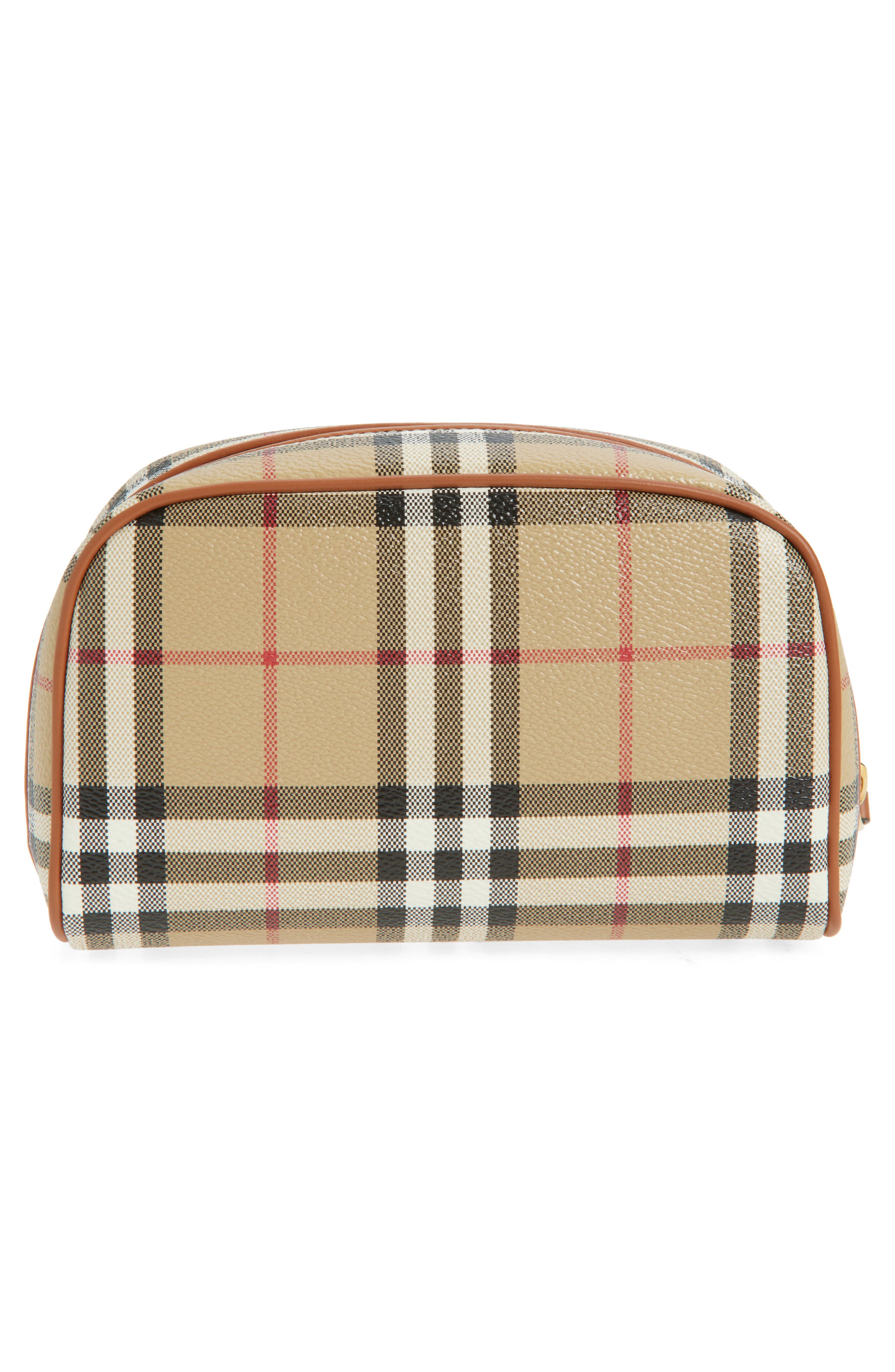 Burberry Medium Check Coated Canvas Cosmetics Pouch, Alternate, color, 