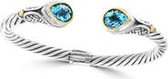 EFFY Sterling Silver & 18K Gold Blue Topaz Twisted Bangle Bracelet