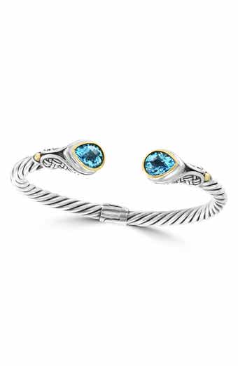 EFFY Sterling Silver & 18K Gold Blue Topaz Twisted Bangle Bracelet