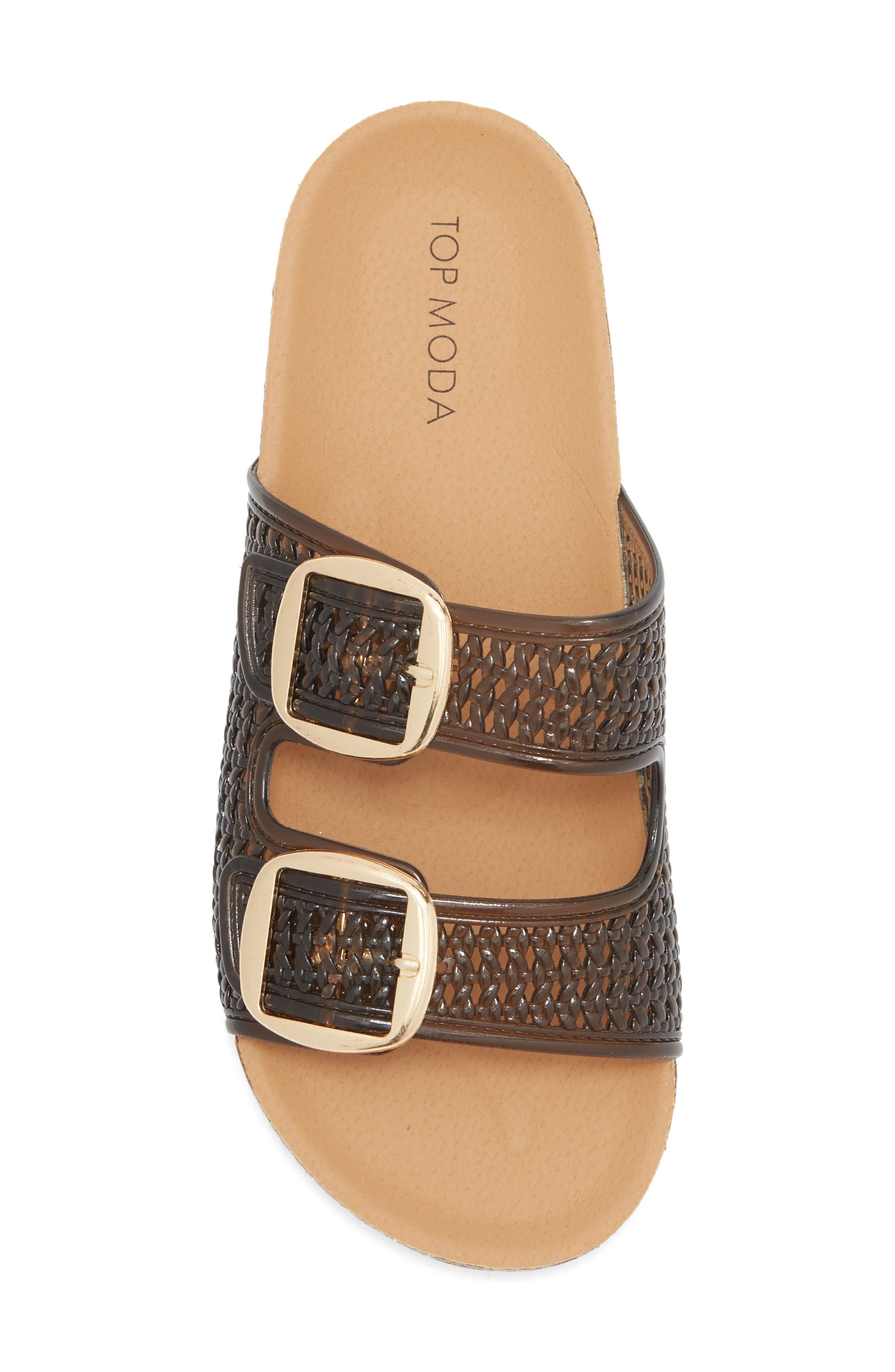 TOP MODA Seattle Clear Double Strap Slide Sandal, Alternate, color, Black Pvc