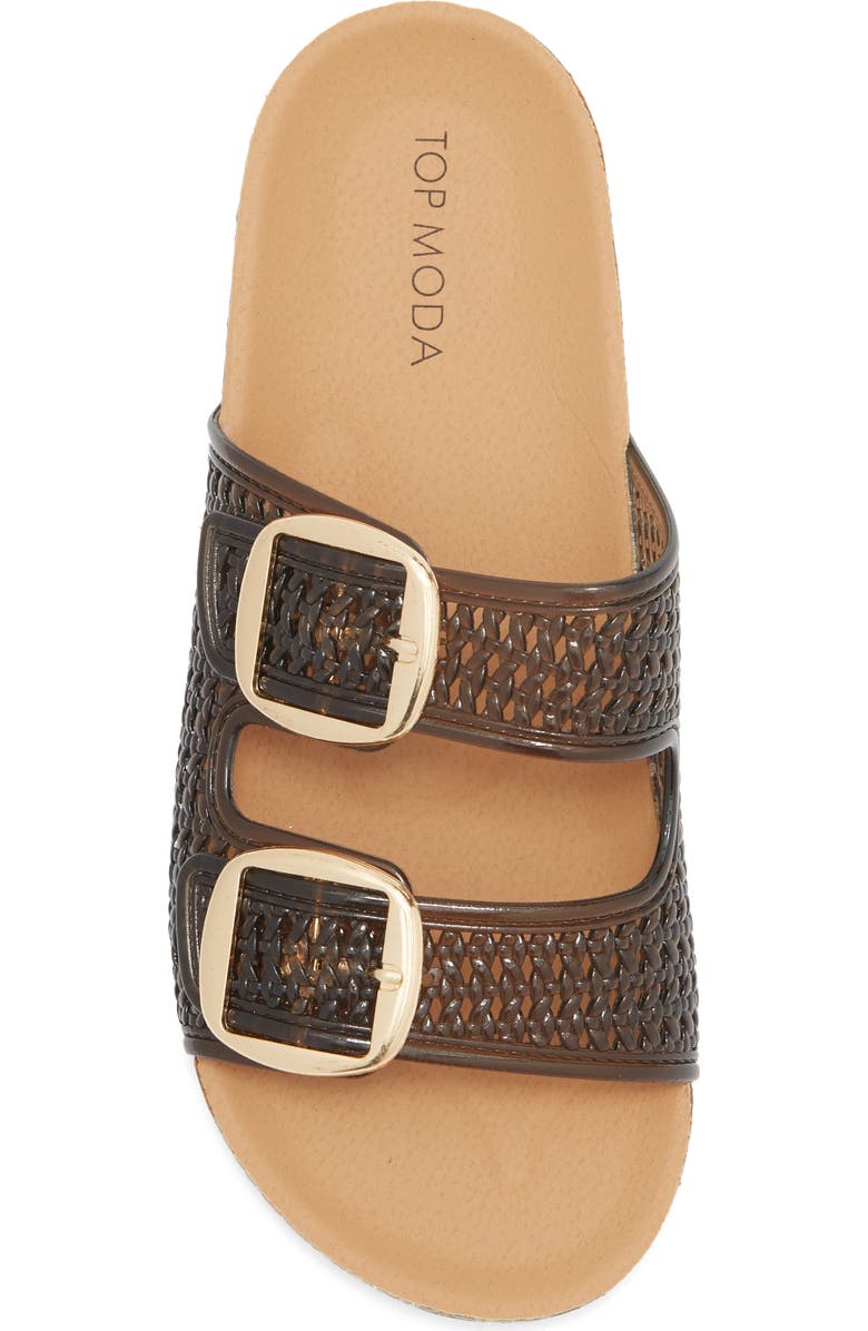 TOP MODA Seattle Clear Double Strap Slide Sandal, Alternate, color, Black Pvc