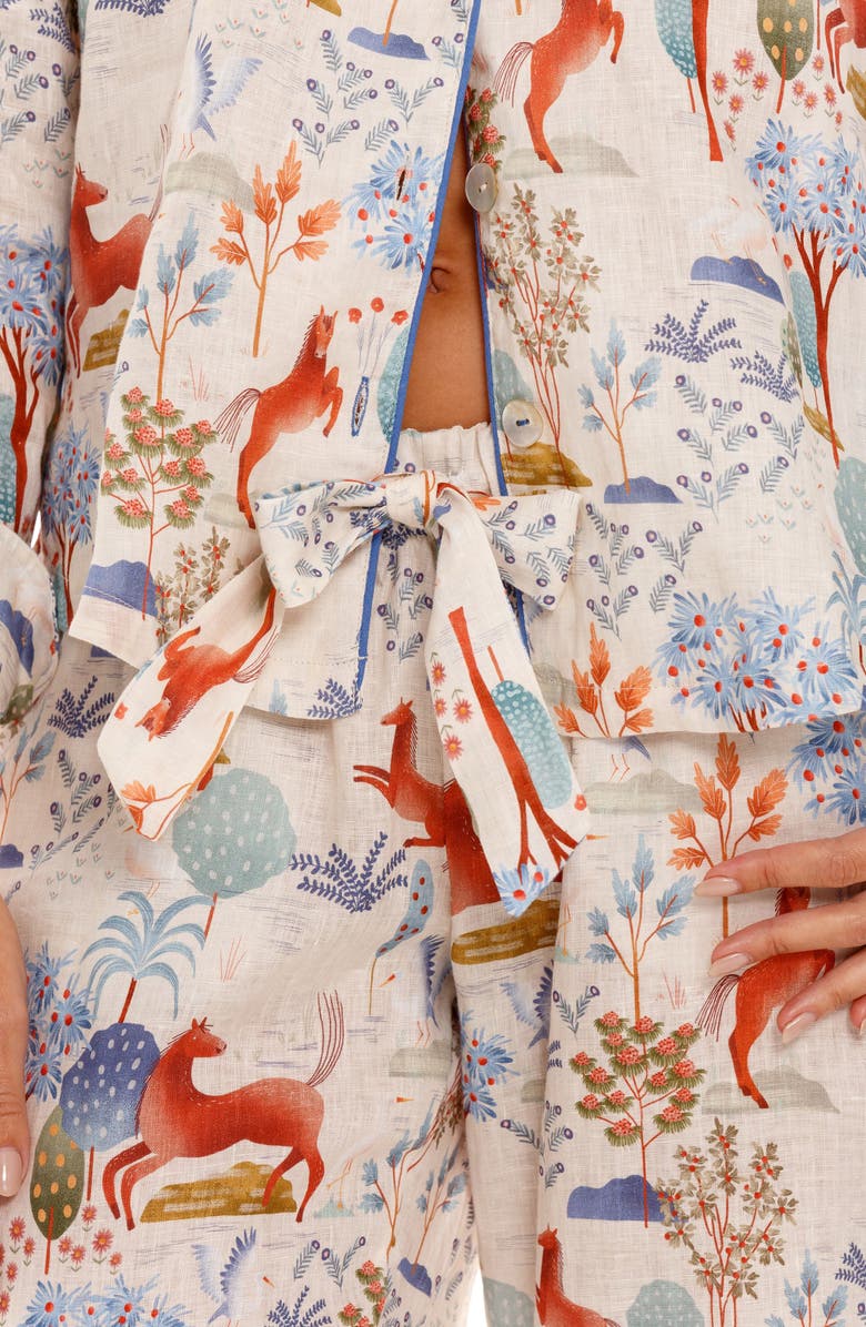 The Lazy Poet Emma Blue Equus Linen Pajamas, Alternate, color, 