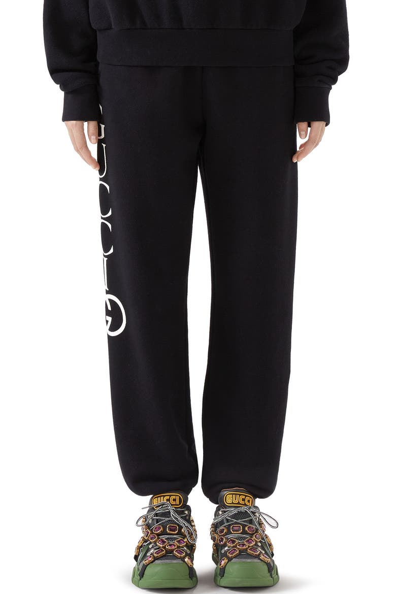 Logo Cotton Sweatpants, Main, color, BLACK/ IVORY