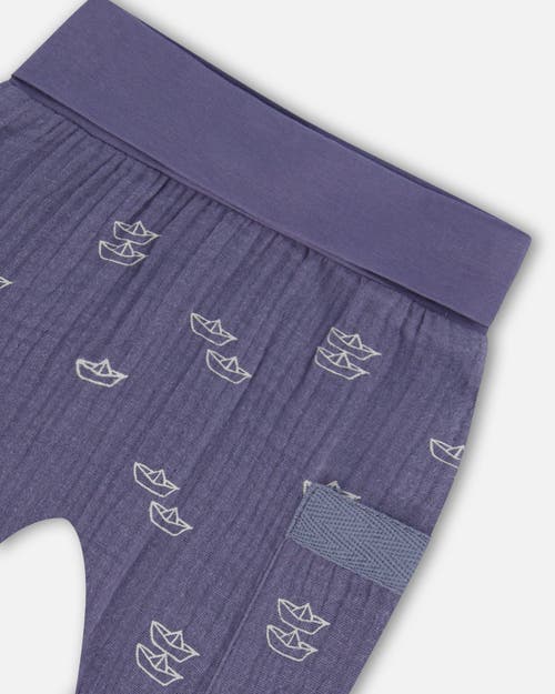 Deux Par Deux Baby Boy's Organic Cotton Top And Muslin Pant Set Striped Navy In Striped Navy
