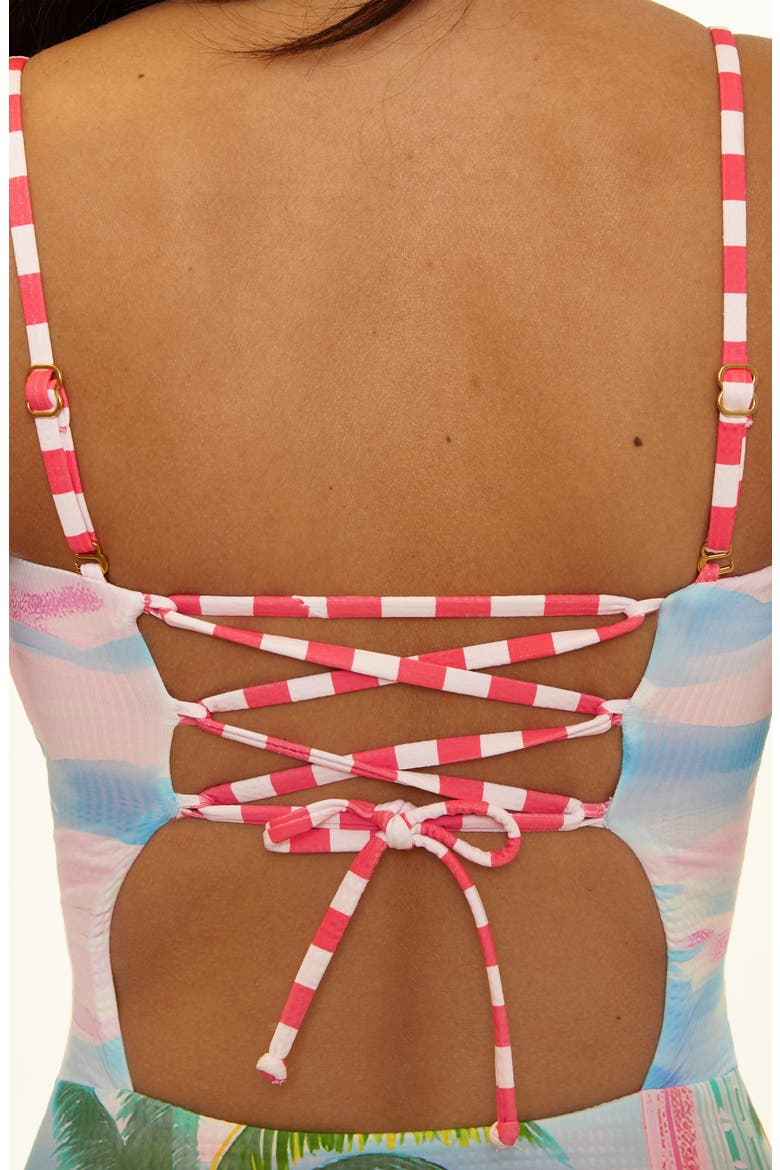 Miami Beach One-Piece Swimsuit, Alternate, color, PINK BLUE MULTI