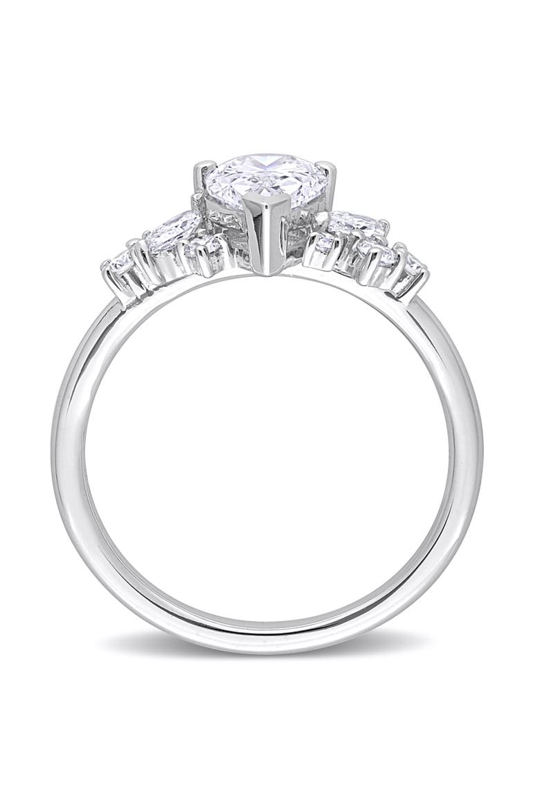 Lab-Grown Diamond Pear Cluster Ring 14k, Alternate, color, White Gold