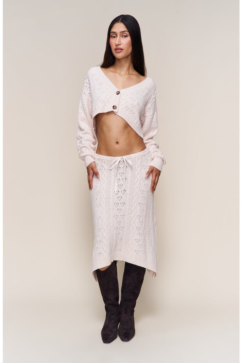 Noah Wool Cable Skirt, Alternate, color, Snow White