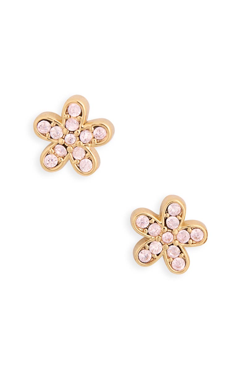 Kate Spade New York pavè flower mini stud earrings, Alternate, color, Pink / Gold