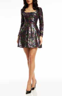 Dress the Population Rae Sequin Long Sleeve Minidress