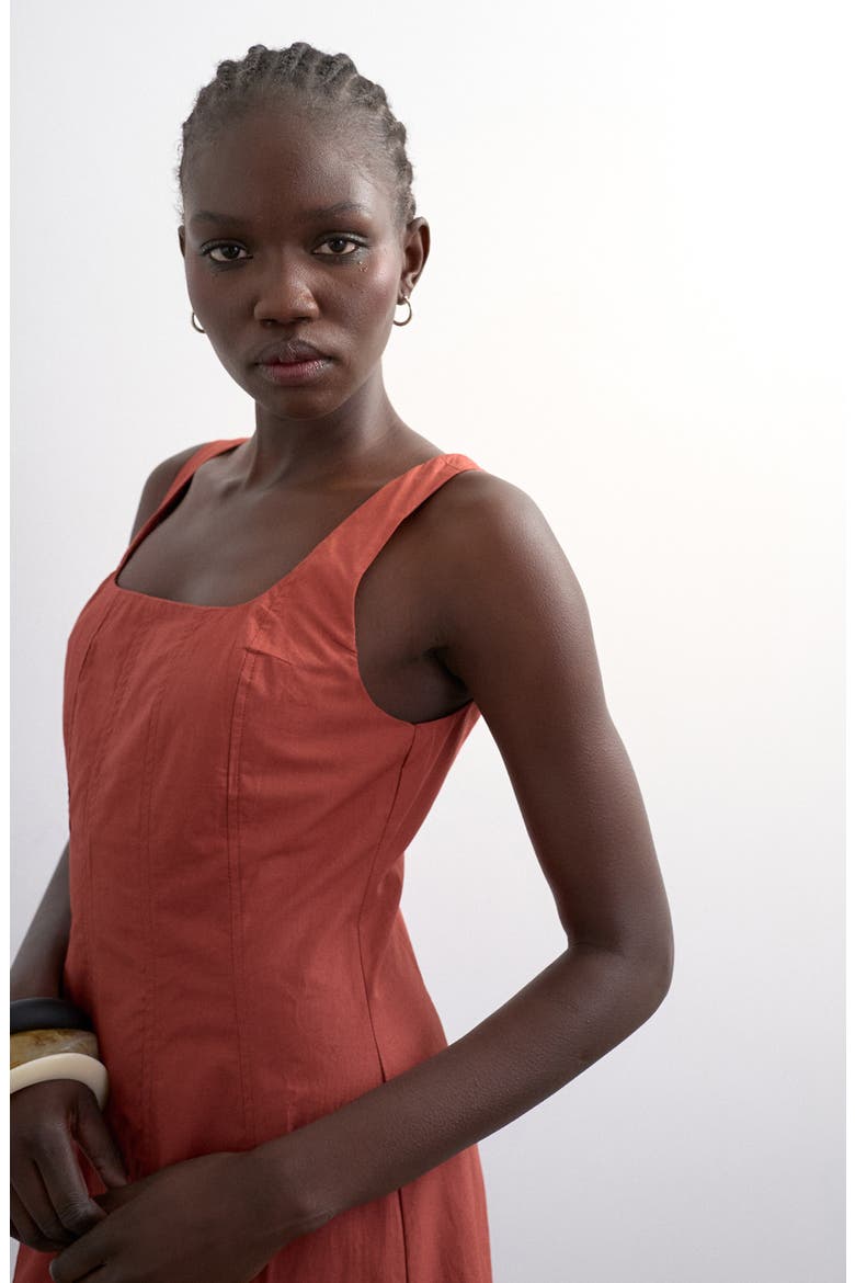 Drop Hem Cotton Maxi Sundress, Alternate, color, RUST