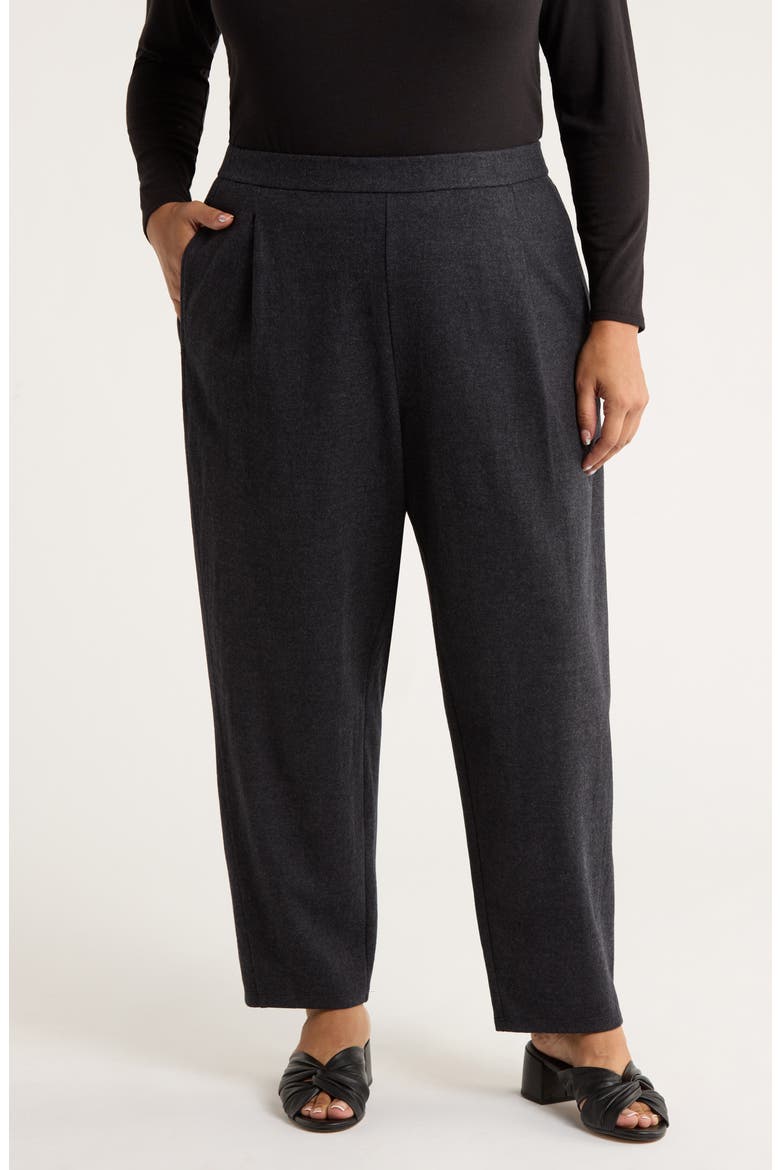 Pleated Virgin Wool Ankle Lantern Pants, Main, color, CHARCOAL