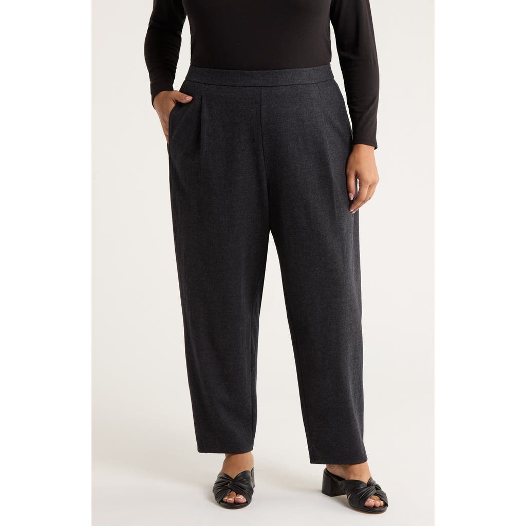 Eileen Fisher Pleated Virgin Wool Ankle Lantern Pants In Gray