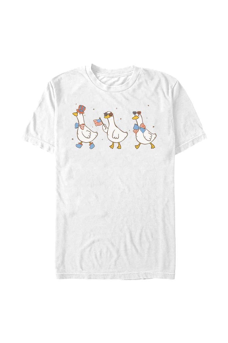 Mens Lost Gods Americana Geese Lineup T Shirt, Main, color, White