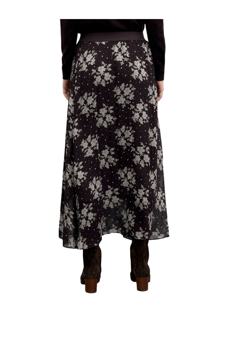 Tessy Floral Midi Skirt, Alternate, color, Brown