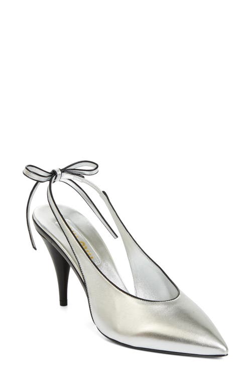 Miu Miu Pointed Toe Slingback Pump In Argento/nero