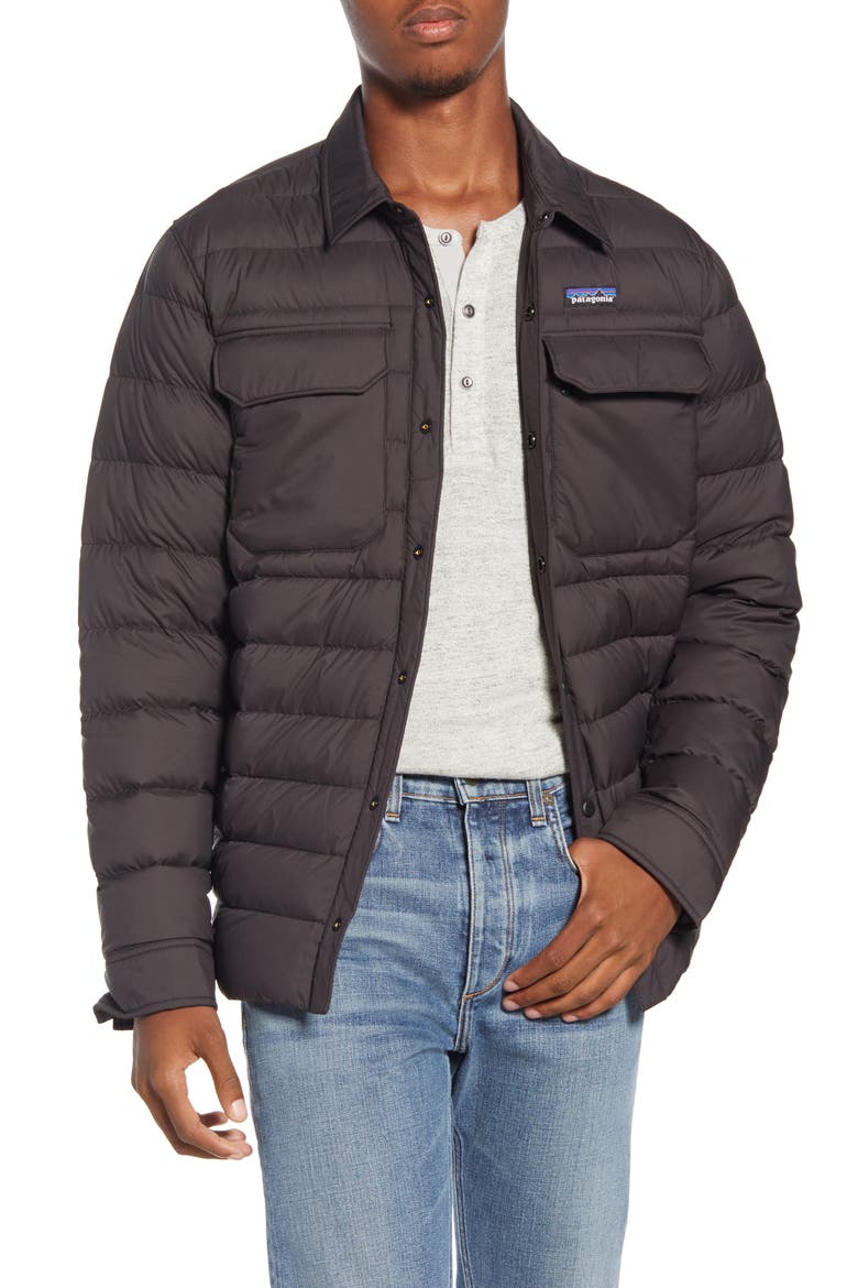 Silent Water Repellent 700-Fill Power Down Shirt Jacket, Main, color, BLACK