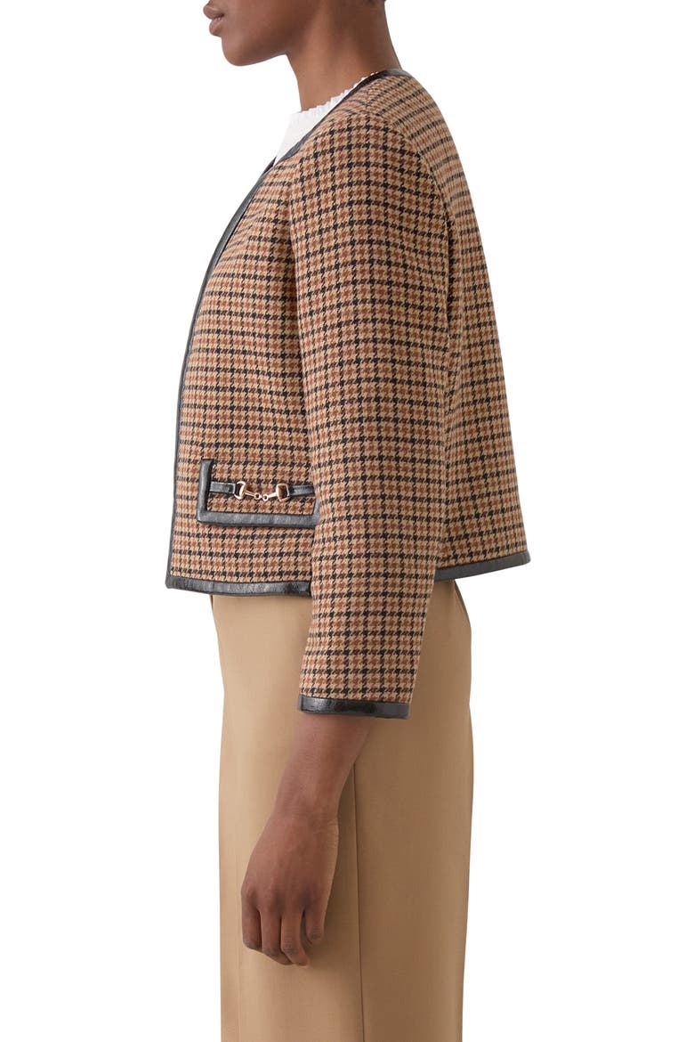 Zisou Houndstooth Crop Jacket, Alternate, color, BROWN
