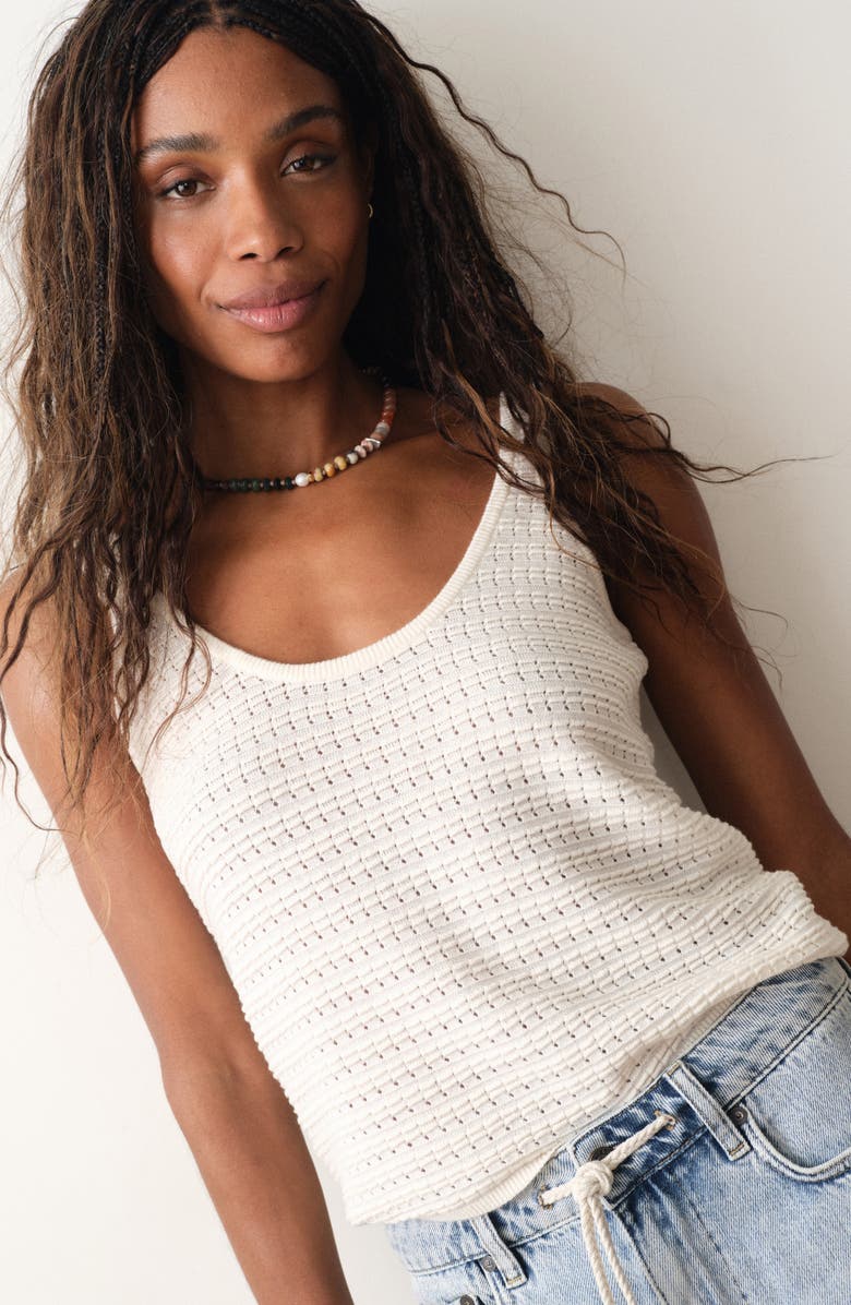 Marine Layer Siena Cotton Sweater Tank, Alternate, color, Antique White