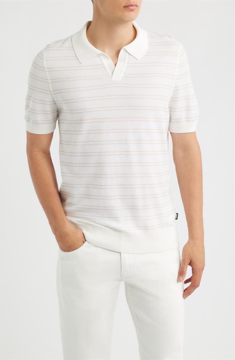 BOSS H-Narciso Stripe Johnny Collar Polo, Main, color, White