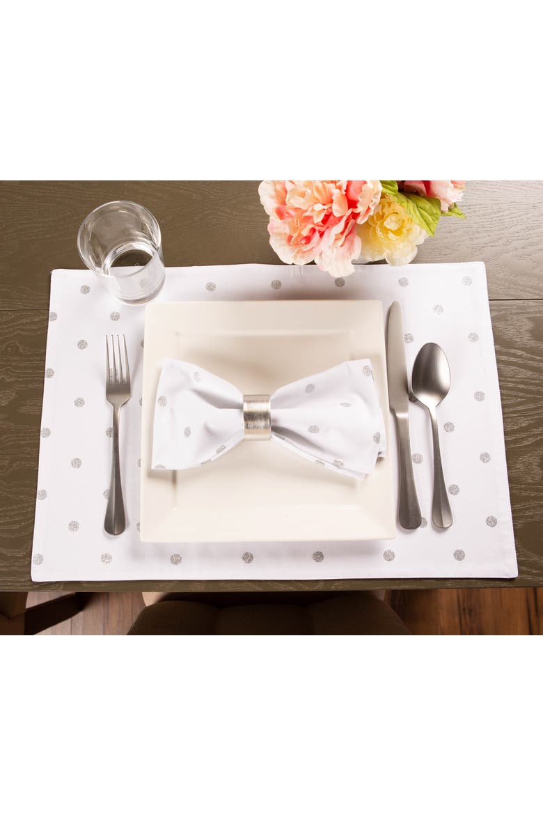 Silver Reversible Polka Dot Placemat Set/4, Alternate, color, Silver