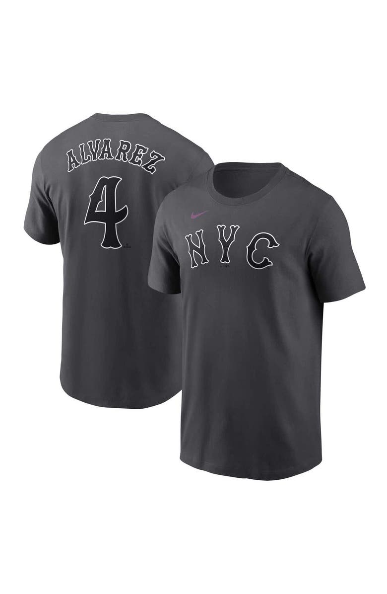 Nike Men's Nike Francisco Alvarez Charcoal New York Mets 2024 City Connect Fuse Name & Number T-Shirt, Alternate, color, 