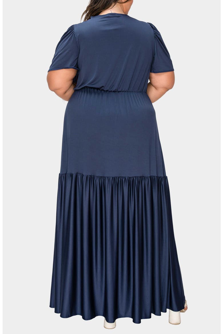 Violetta Tiered Surplice Dress, Alternate, color, NAVY