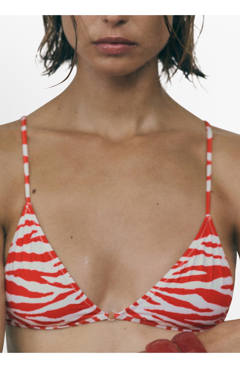 MANGO Zebra Triangle Bikini Top, Main, color, 