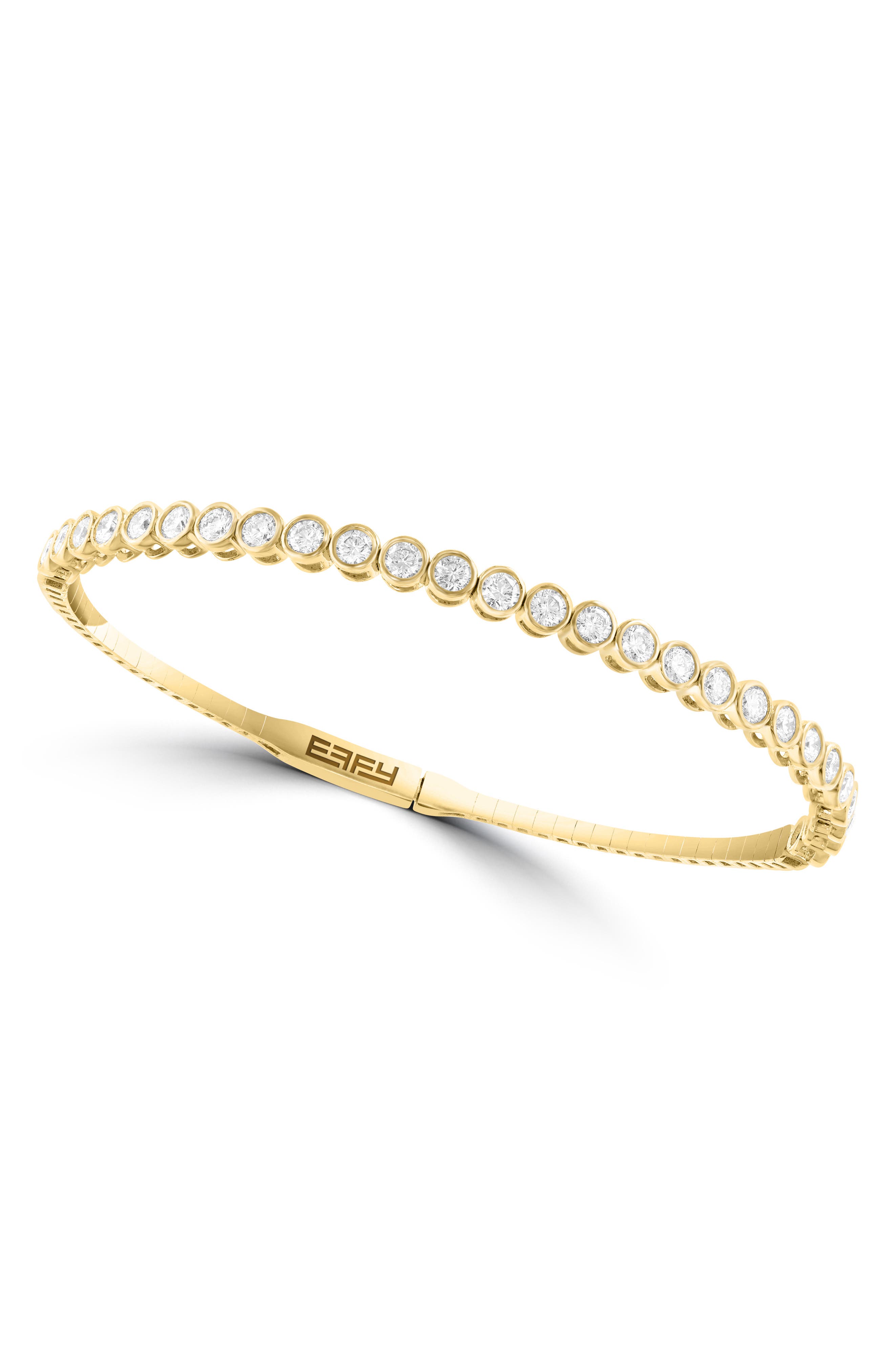14K Gold Plated Sterling Silver Lab Grown Diamond Bangle Bracelet