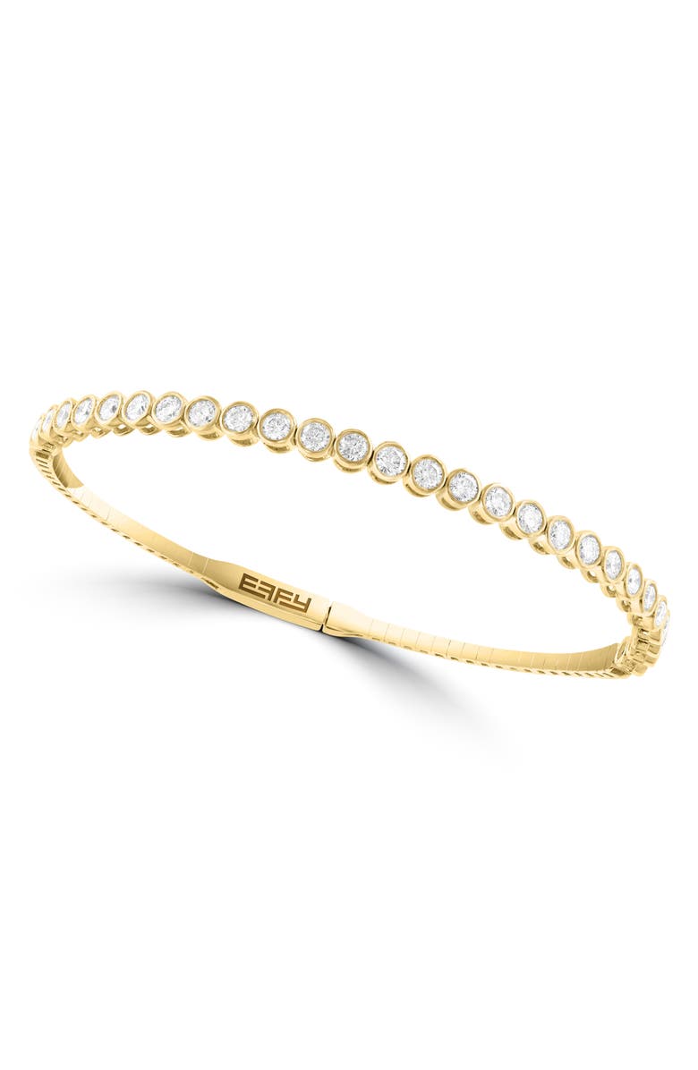 EFFY 14K Gold Plated Sterling Silver Lab Grown Diamond Bangle Bracelet, Main, color, Gold