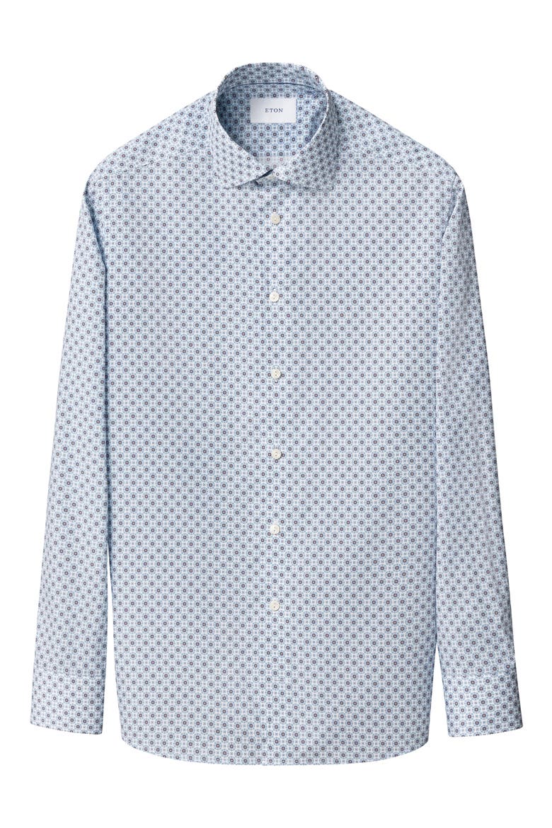 Slim Fit Diamond Geometric Print Dress Shirt, Alternate, color, DARK BLUE