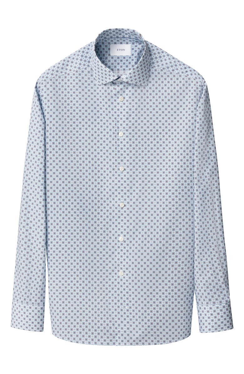 Eton Slim Fit Diamond Geometric Print Dress Shirt, Alternate, color, Dark Blue