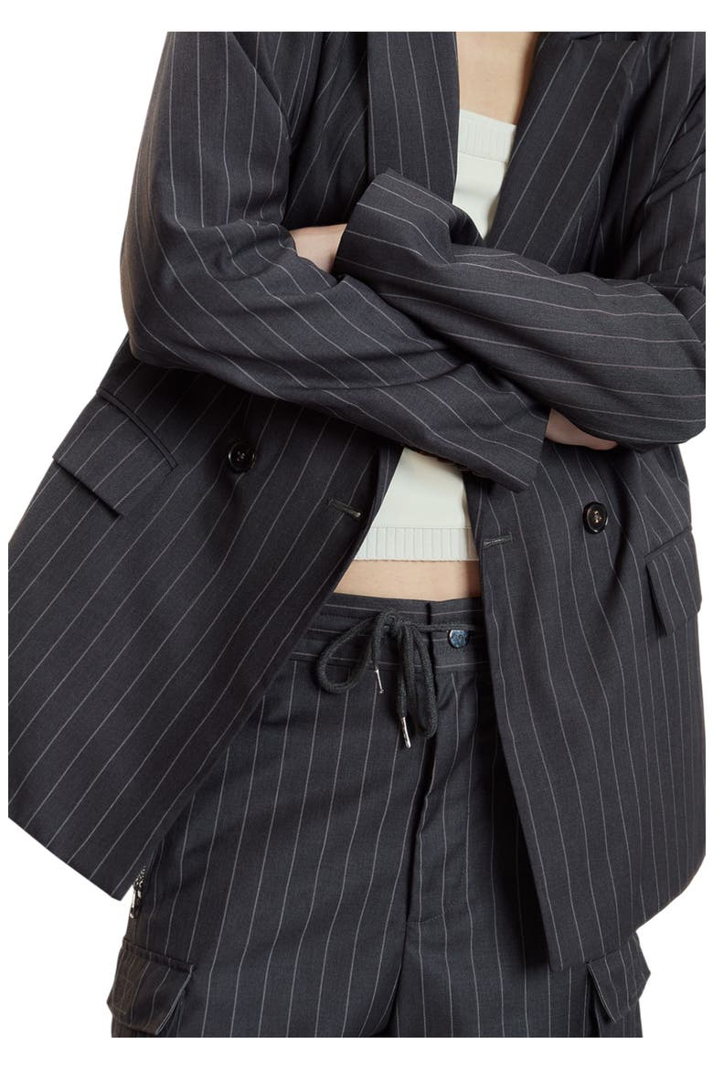 Pinstripe Blazer, Alternate, color, Heather Grey