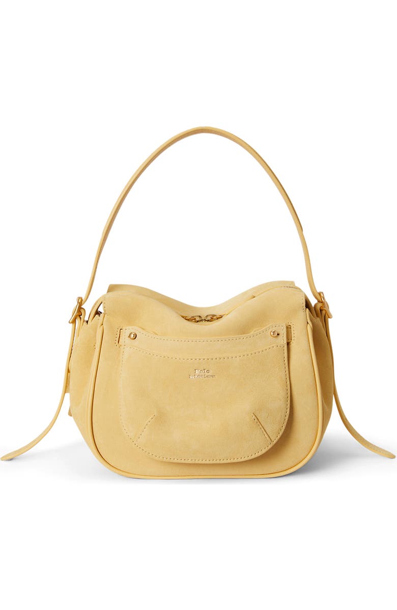 Polo Ralph Lauren Small Polo ID Suede Satchel, Alternate, color, Lemon Meringue