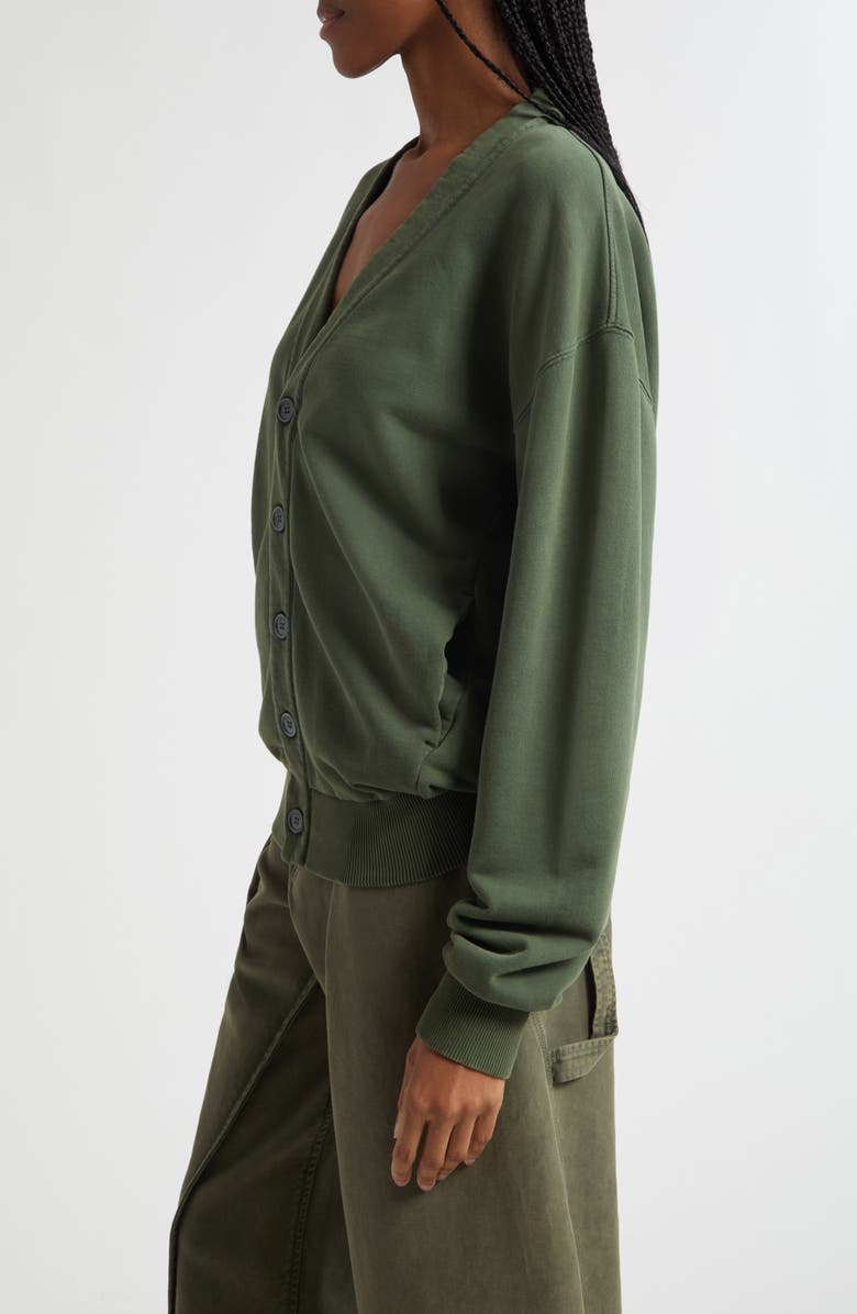 JW Anderson Garment Dye Cotton Fleece V-Neck Cardigan, Alternate, color, 